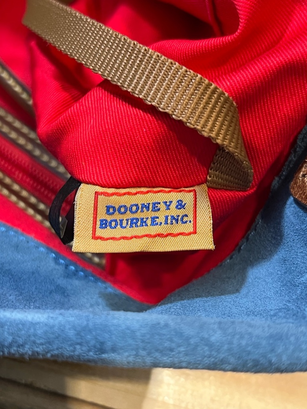 Dooney & Bourke Blue Suede Slouchy Hobo Shoulder Bag Leather Accents - Picture 11 of 13